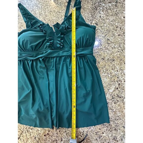 Bloomchic SZ 26 Ruffle Trim Adjustable Strap Gathered Sculpt Waist Swim Dress - Picture 16 of 16